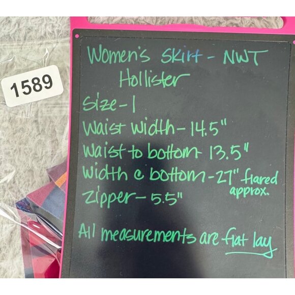 Hollister Womens Plaid Mini Skirt Sz 1 Flared Pink/Blue Cotton Blend 90s Y2K NWT - Picture 10 of 11